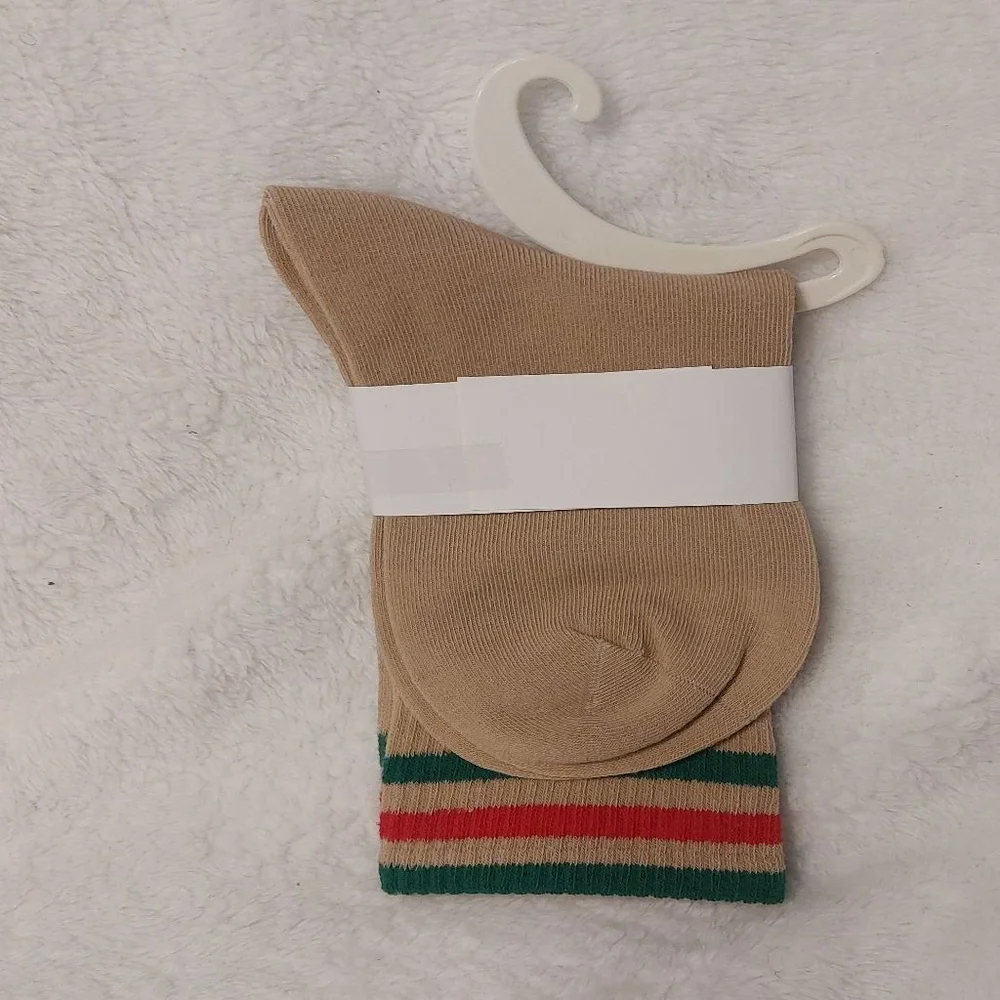 Miu Miu Ankle Socks Beige and RedWomen size 7-9